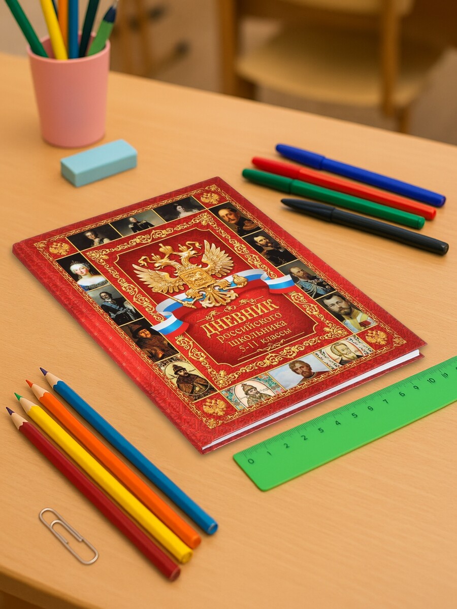 

Дневник российского школьника для 5-11 классов, твердая обложка 7бц, глянцевая ламинация, 48 листов, Триколор