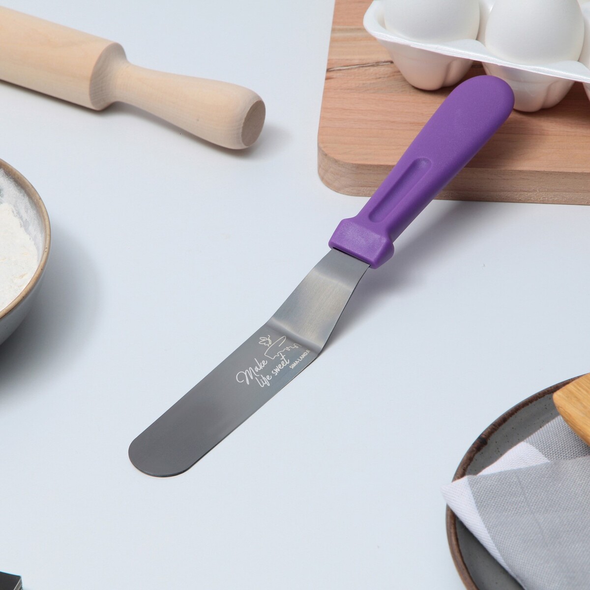 

Лопатка кондитерская с пластиковой ручкой make life sweet, 27 х 3 см, Фиолетовый