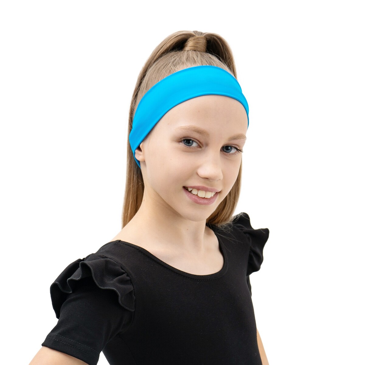 

Повязка на голову, бифлекс, цвет бирюзовый, Голубой