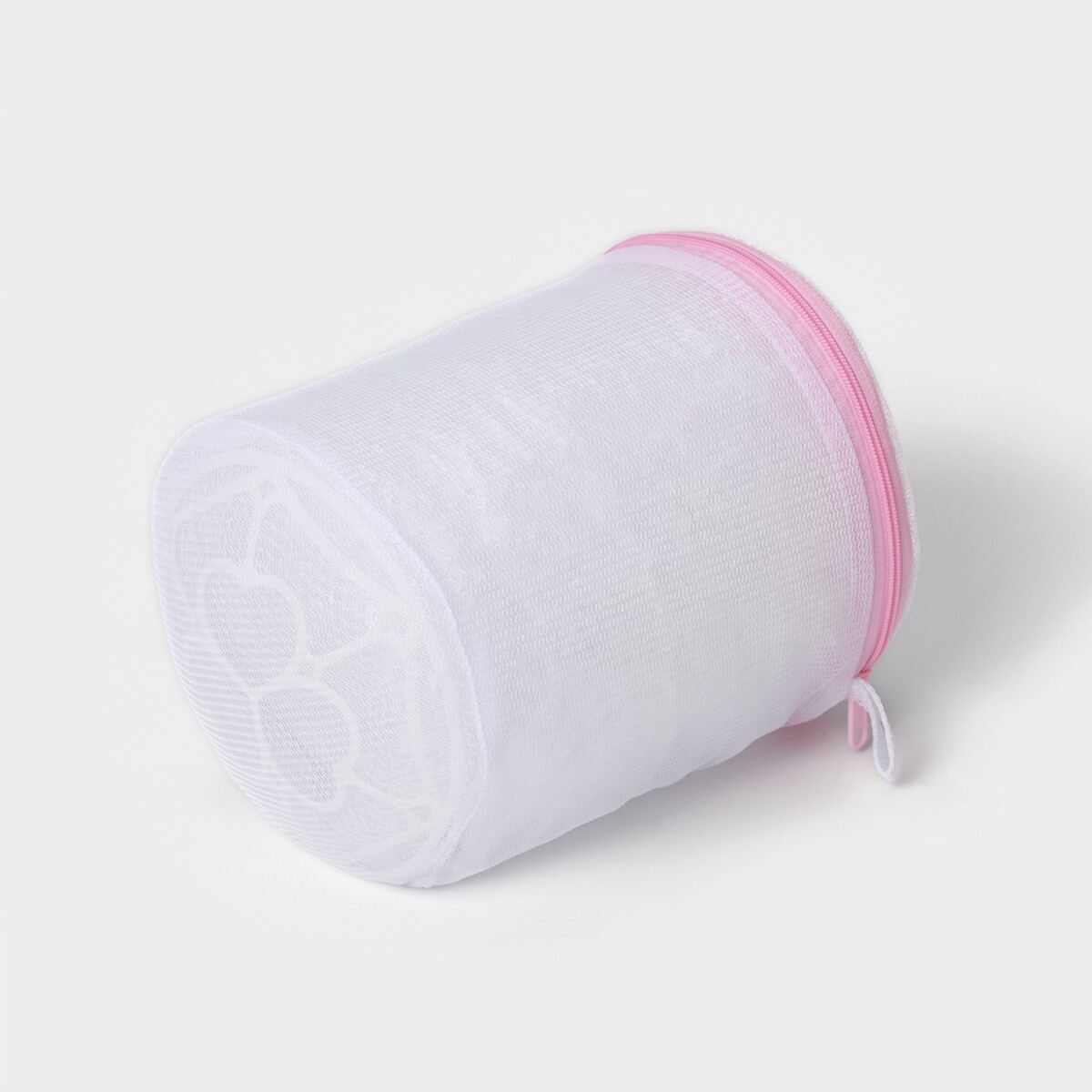 фото Мешок для стирки белья с диском доляна, 15×15 см, мелкая сетка, цвет белый