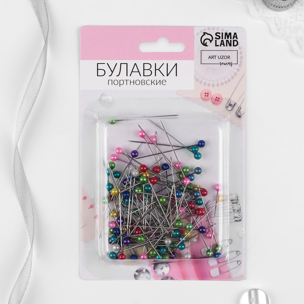 

Булавки портновские, 37 мм, 100 шт, цвет разноцветный