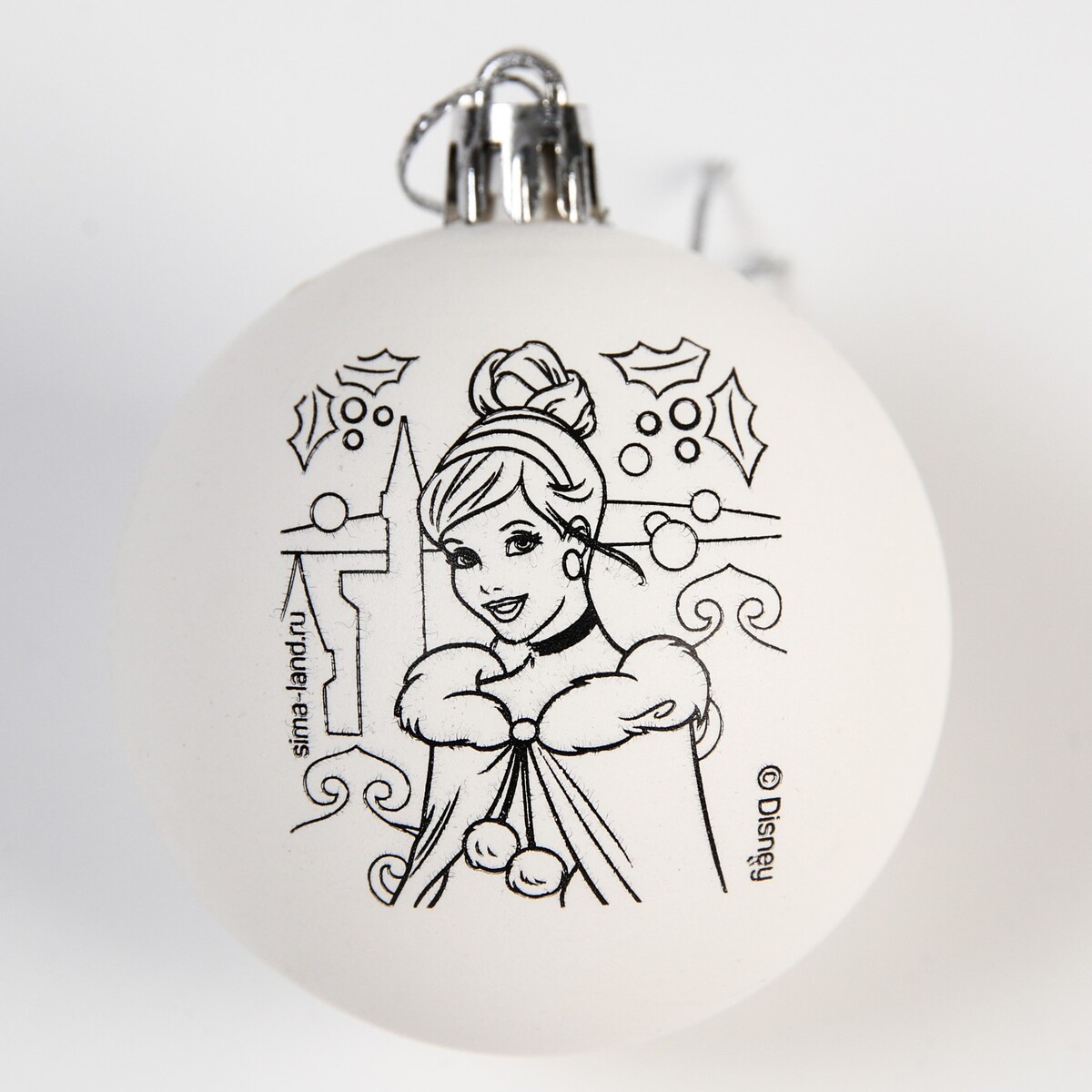 Новогодний шар под раскраску, размер шара 5,5 см, принцессы: золушка Disney