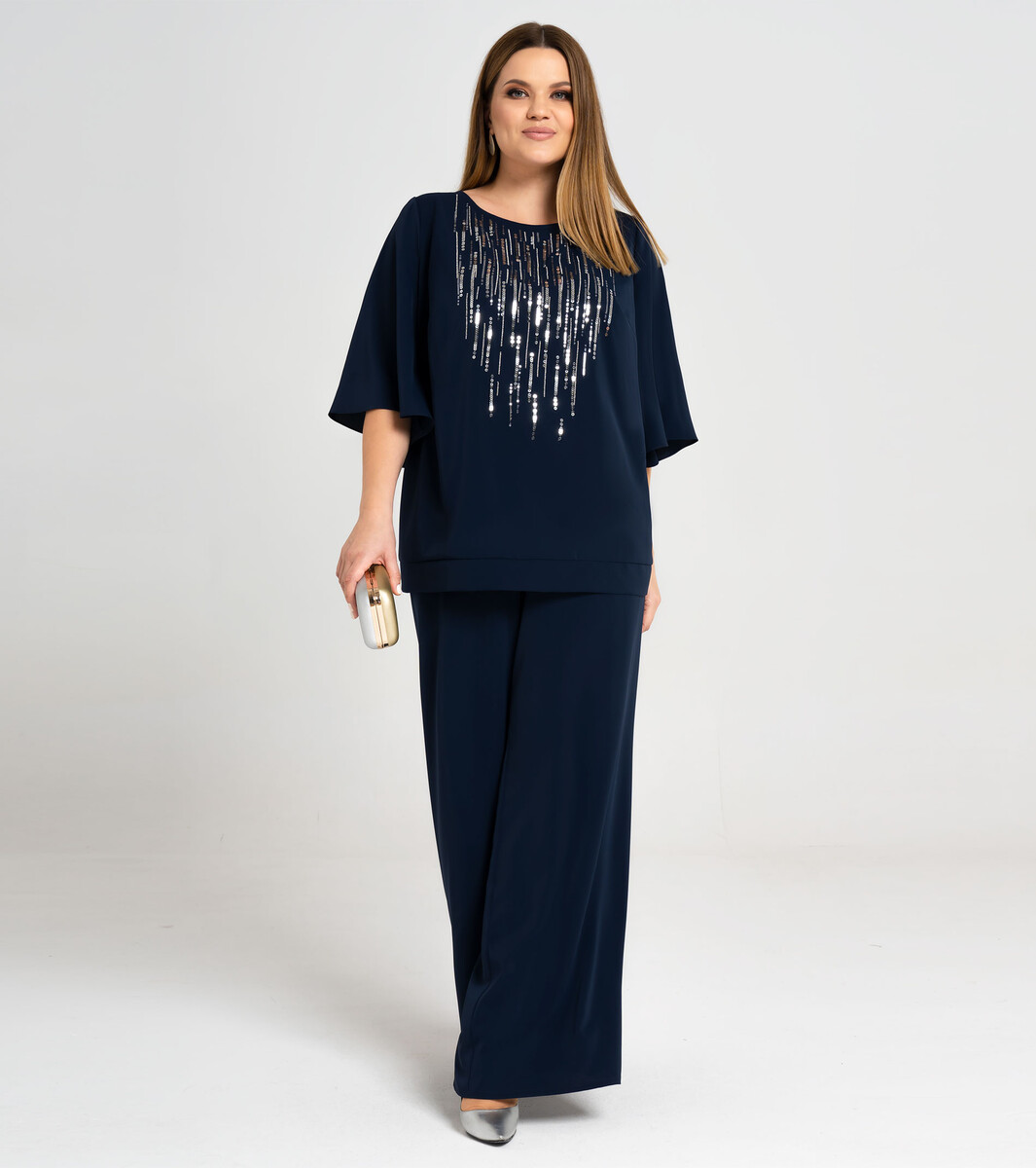 Комплект женский (блузка, брюки) PANDA, размер 60, цвет синий 01208619 - фото 1