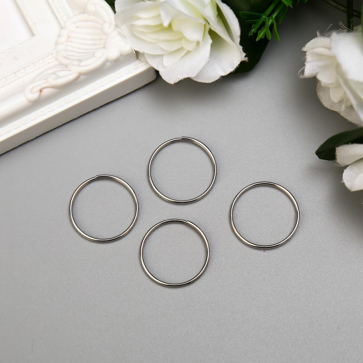 Соединительное кольцо металл серебро 2,2х2,2 см набор 50 шт ручка рифленая серебро металл 0 1 мм