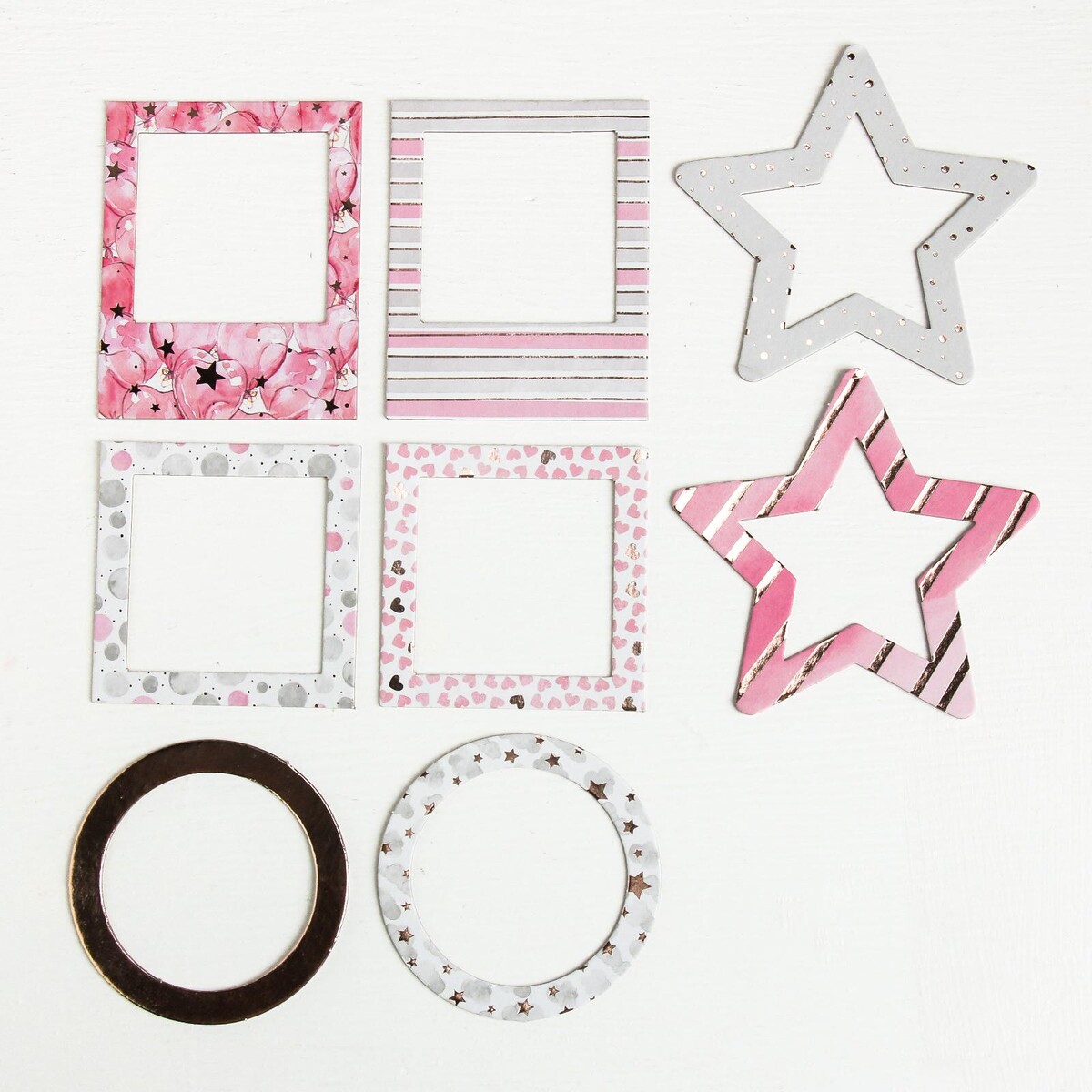 

Набор декоративных рамочек с тиснением, Розовый;разноцветный