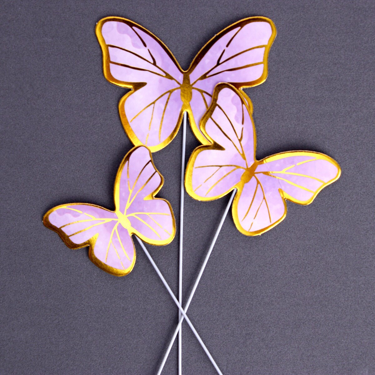 Набор для украшения торта набор декоративных бабочек 2 шт с глиттером азалия голубой