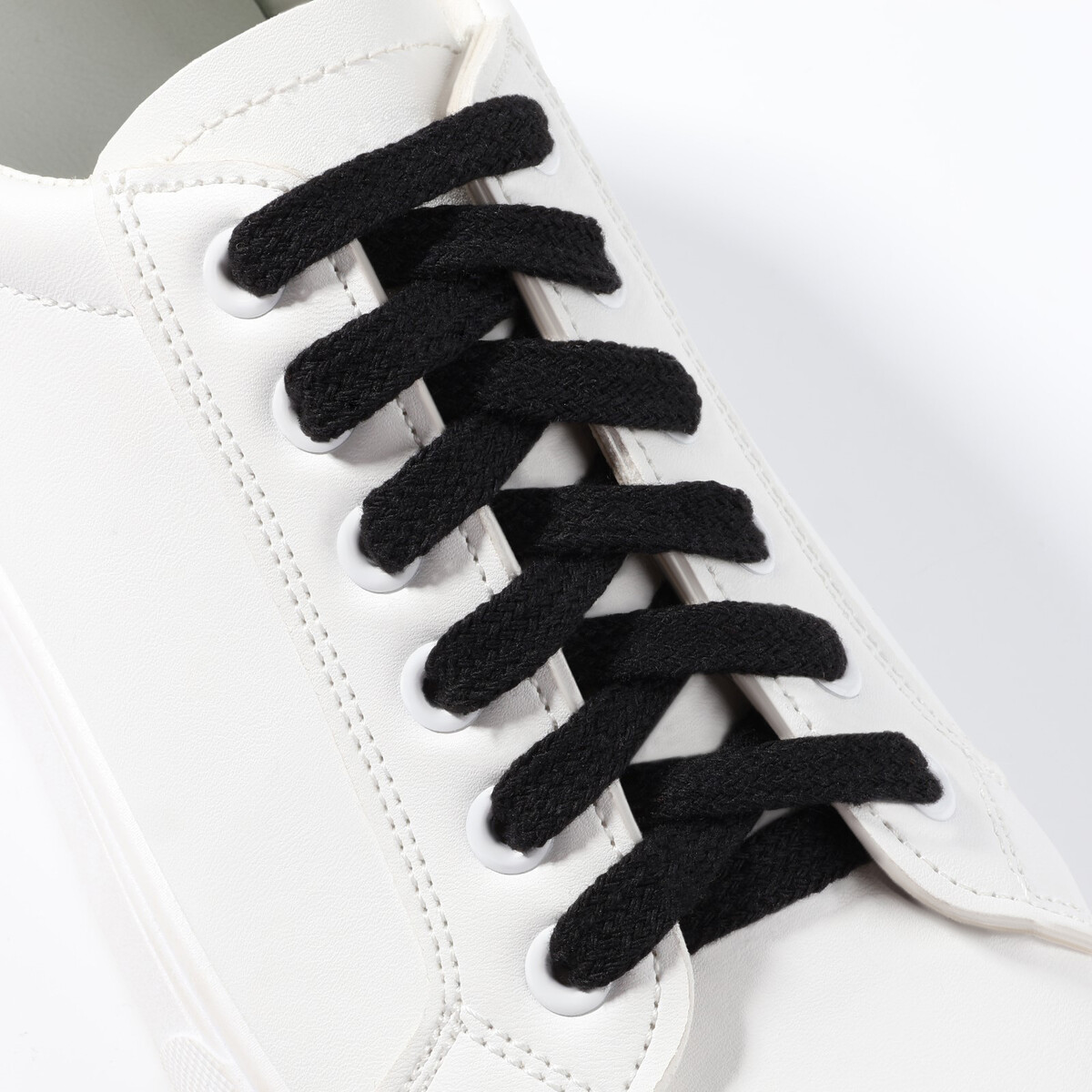 Шнурки для обуви, пара, плоские, 10 мм, 120 см, цвет черный