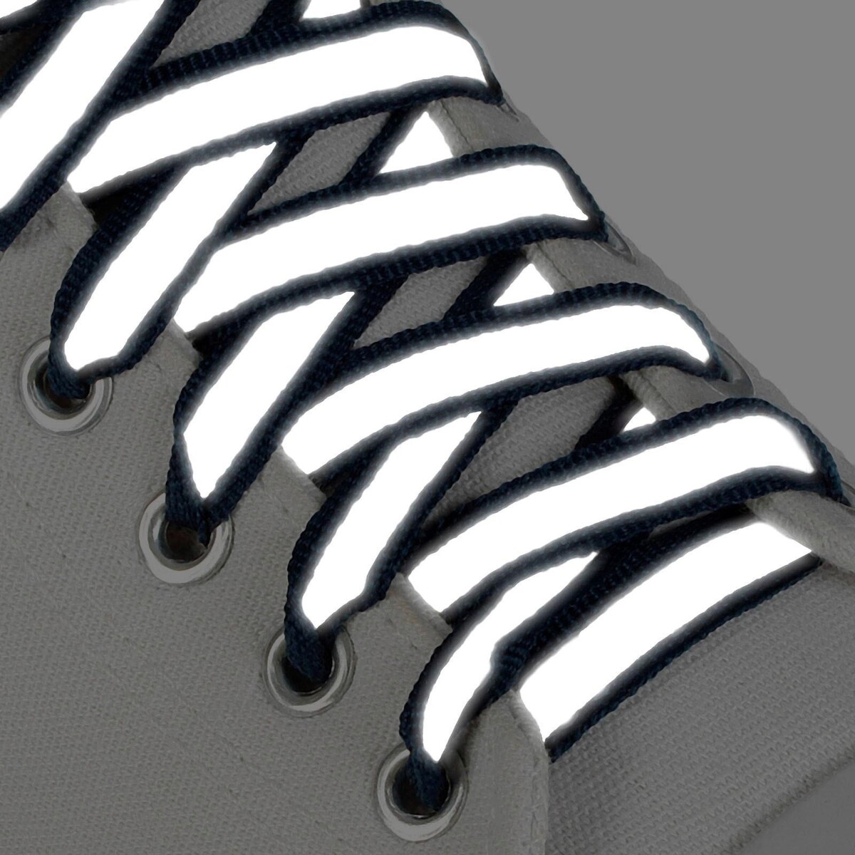 фото Шнурки для обуви, пара, плоские, со светоотражающей полосой, 10 мм, 100 см, цвет темно-синий onlitop