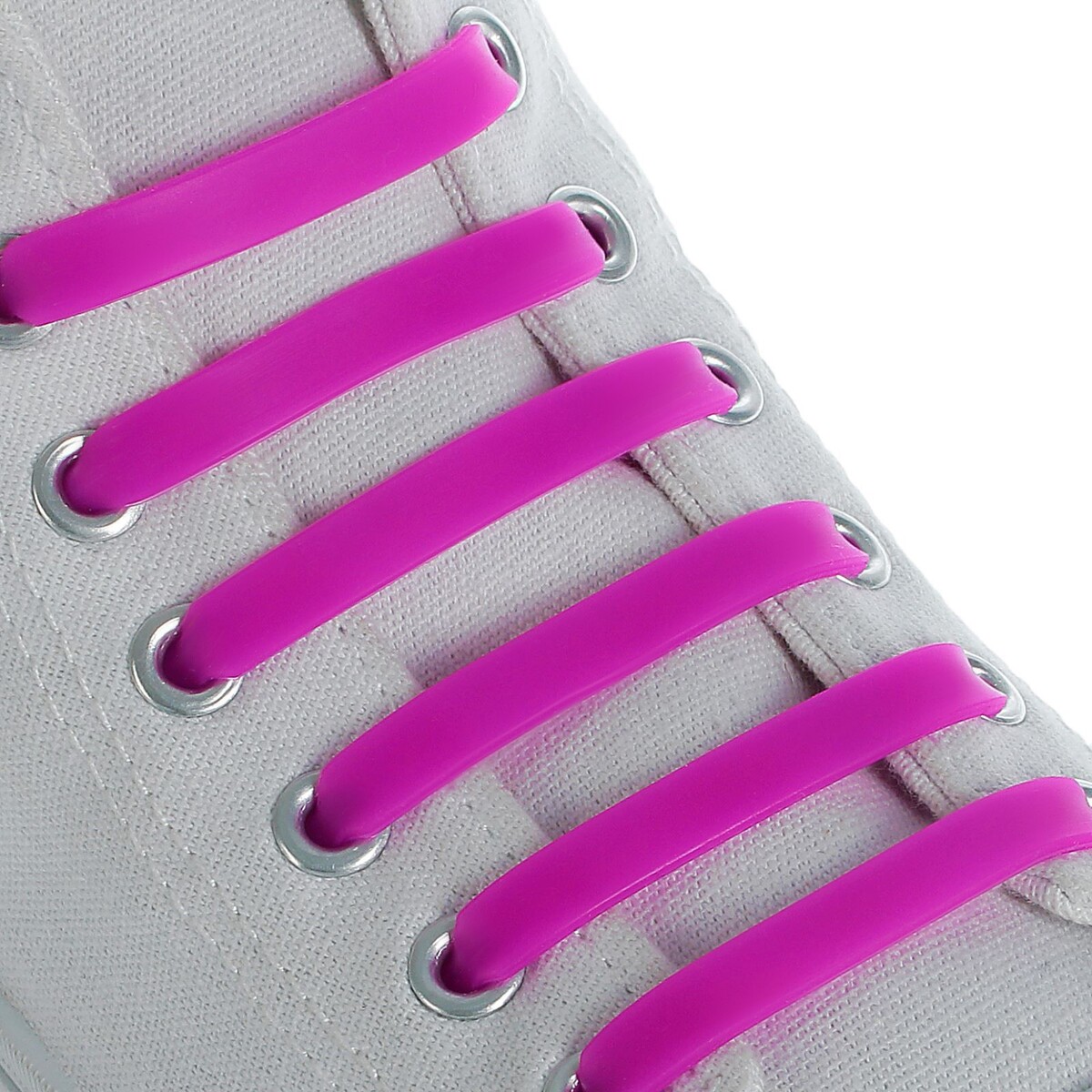 фото Набор шнурков для обуви, 6 шт, силиконовые, плоские, 13 мм, 9 см, цвет фиолетовый onlitop