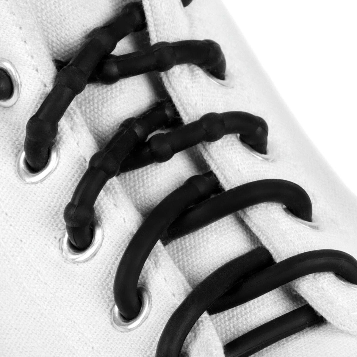 Шнурки для обуви, пара, силиконовые, круглые d = 5 мм, 45 см, цвет черный