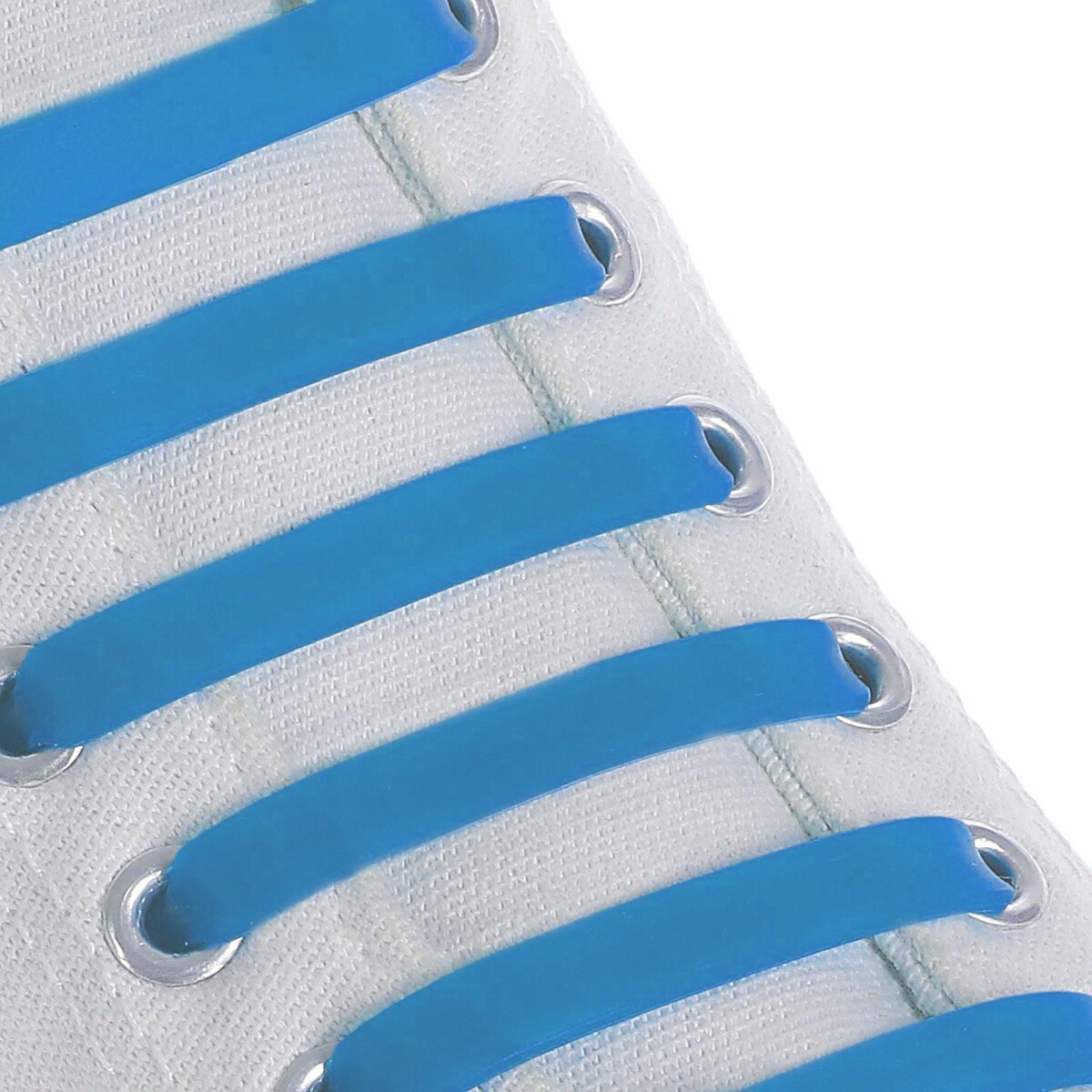 фото Набор шнурков для обуви, 6 шт, силиконовые, плоские, 13 мм, 9 см, цвет голубой неоновый onlitop