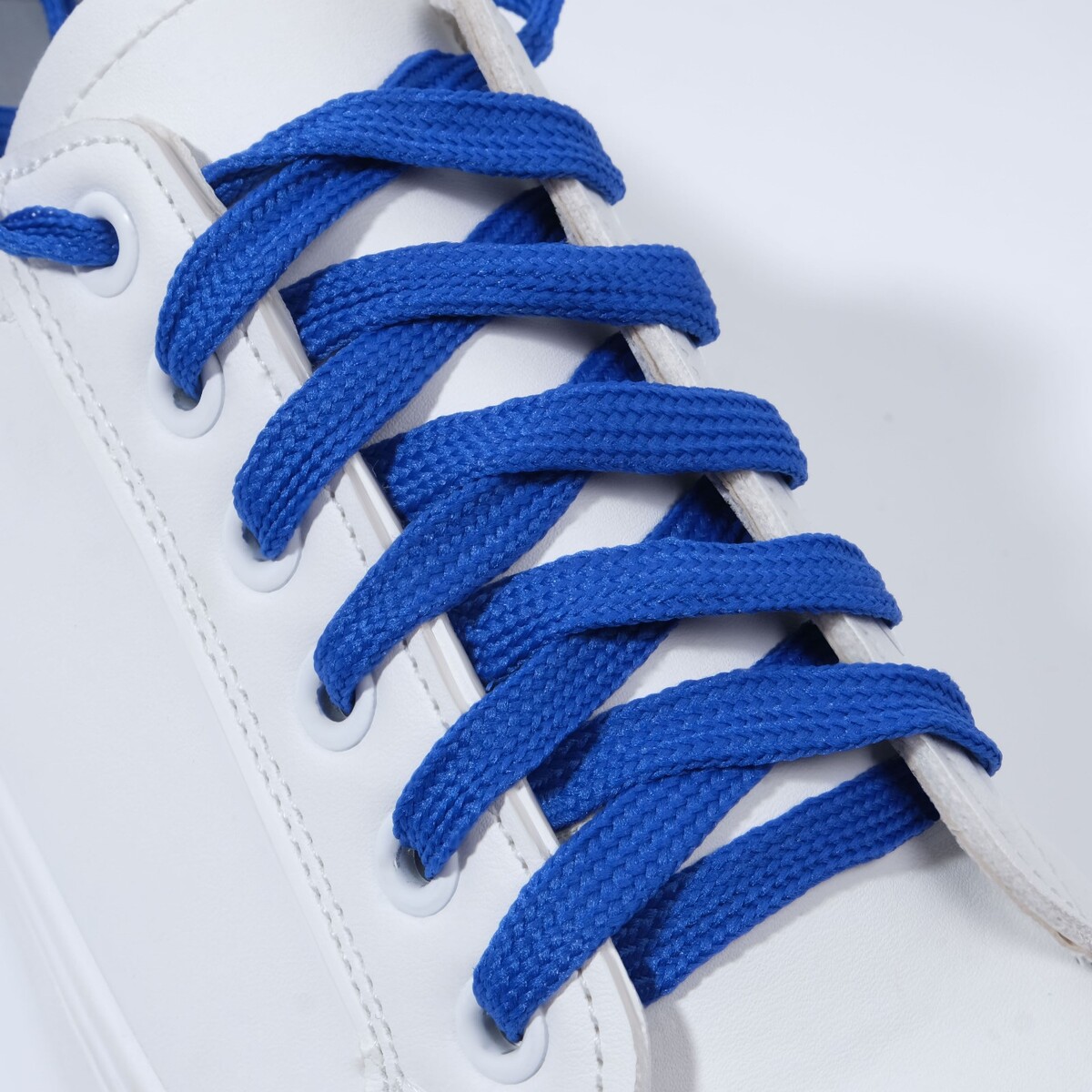 фото Шнурки для обуви, пара, плоские, 7 мм, 120 см, цвет синий onlitop