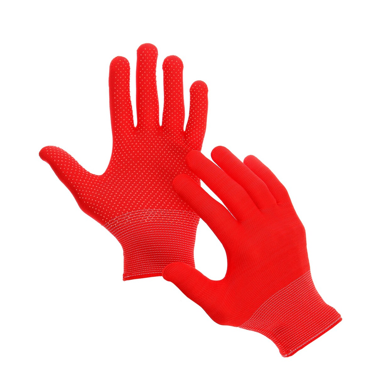 Перчатки садовые, х/б, с нейлоновой нитью, с пвх точками, размер 8, красные, greengo красные перчатки