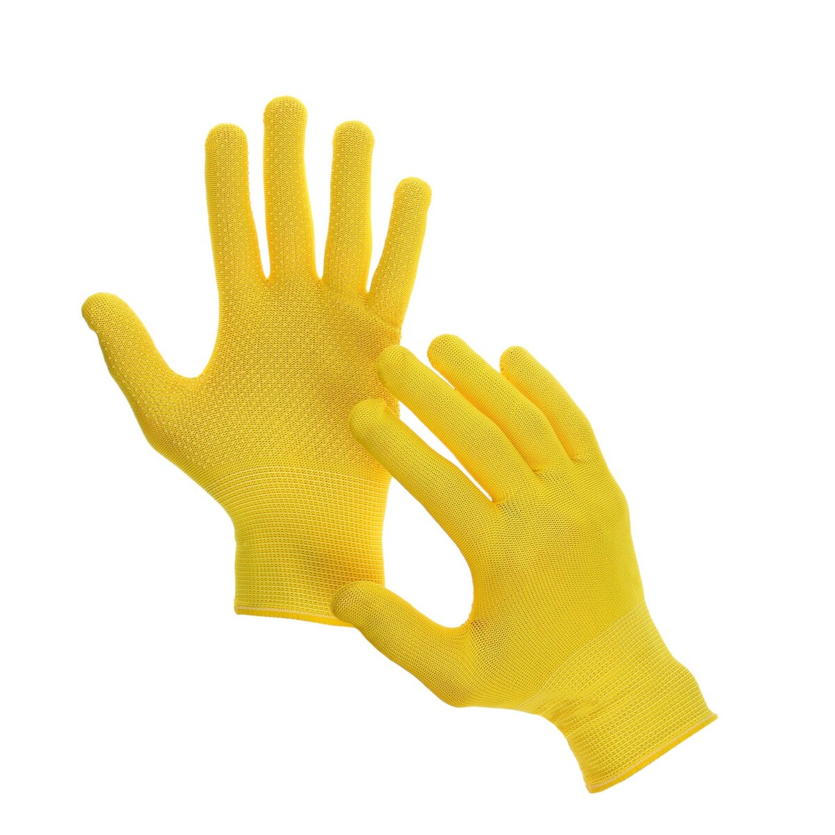 фото Перчатки, х/б, с нейлоновой нитью, с пвх точками, размер 9, желтые, greengo