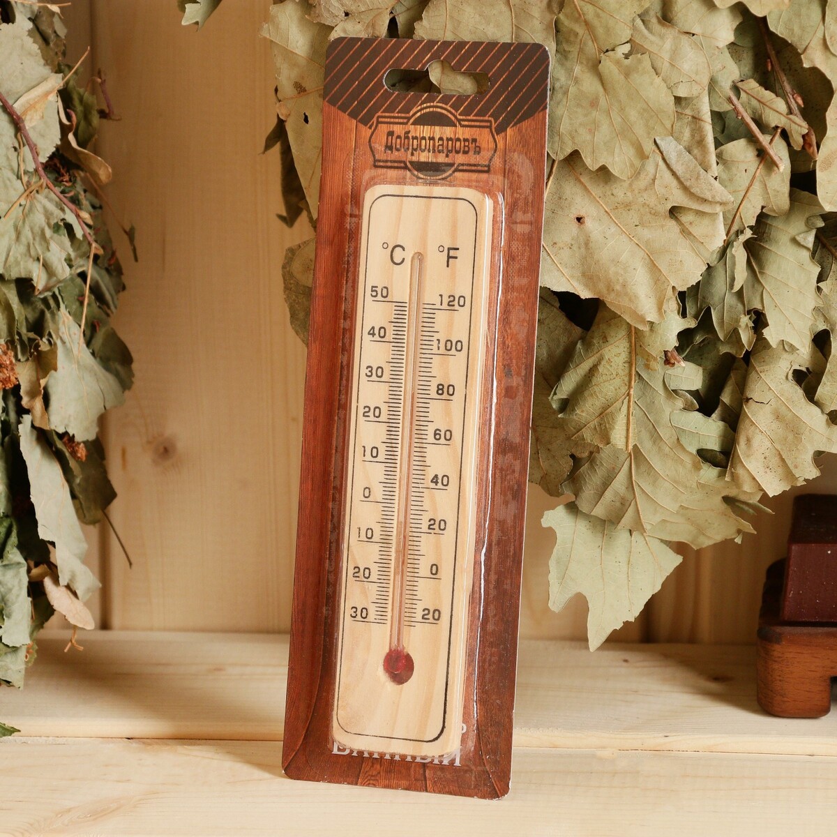 Термометр деревянный, 50 с термометр комнатный дерево деревянный блистер тб 206