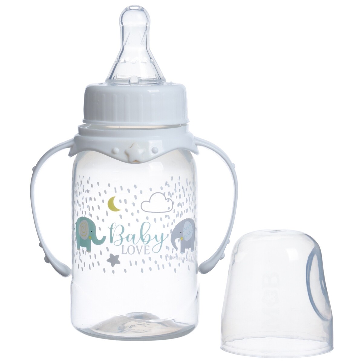 Бутылочка для кормления baby love, классическое горло, от 0 мес, 150 мл., цилиндр, с ручками Mum&Baby