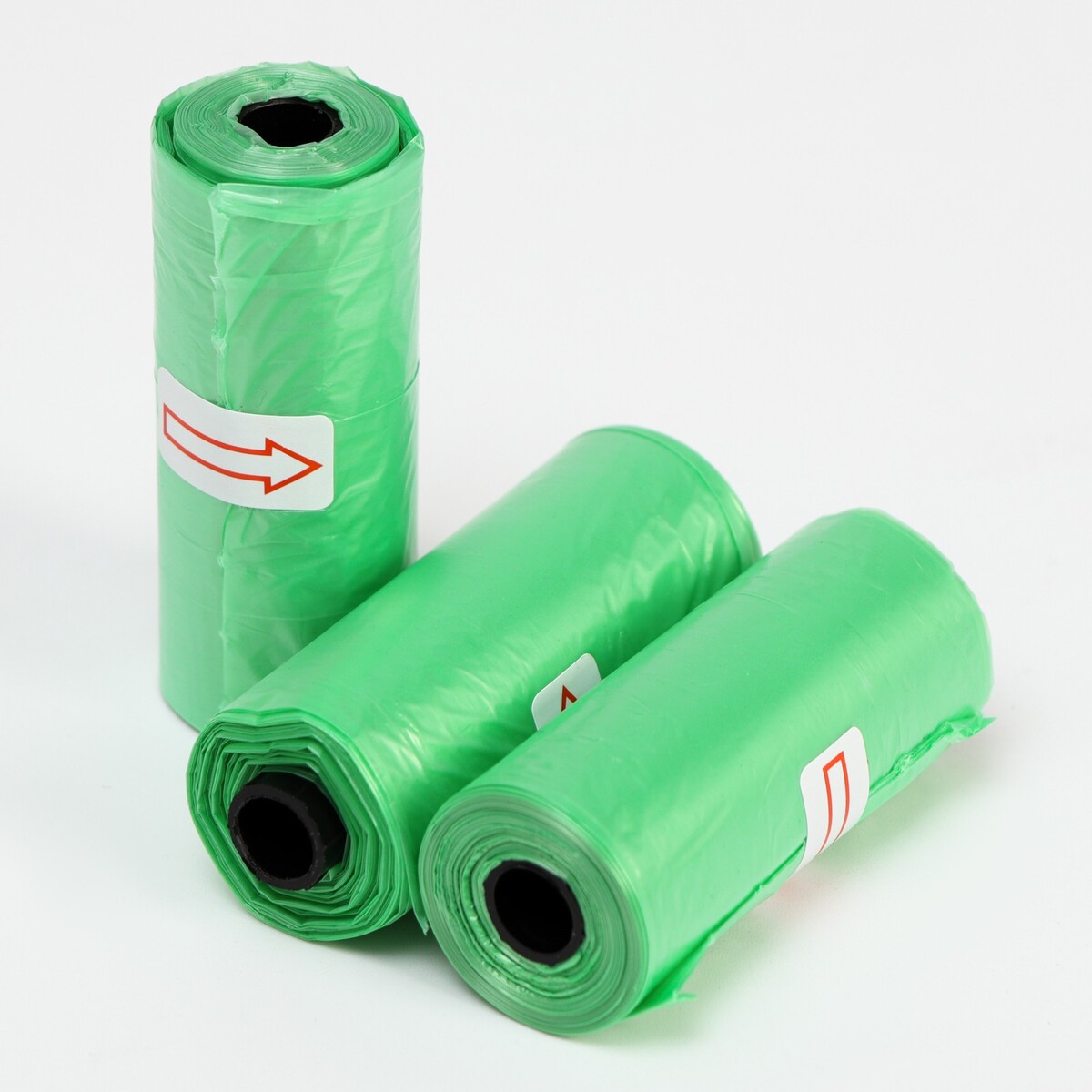 Пакеты для уборки за собаками однотонные (3 рулона по 15 пакетов 29х21 см), зеленые