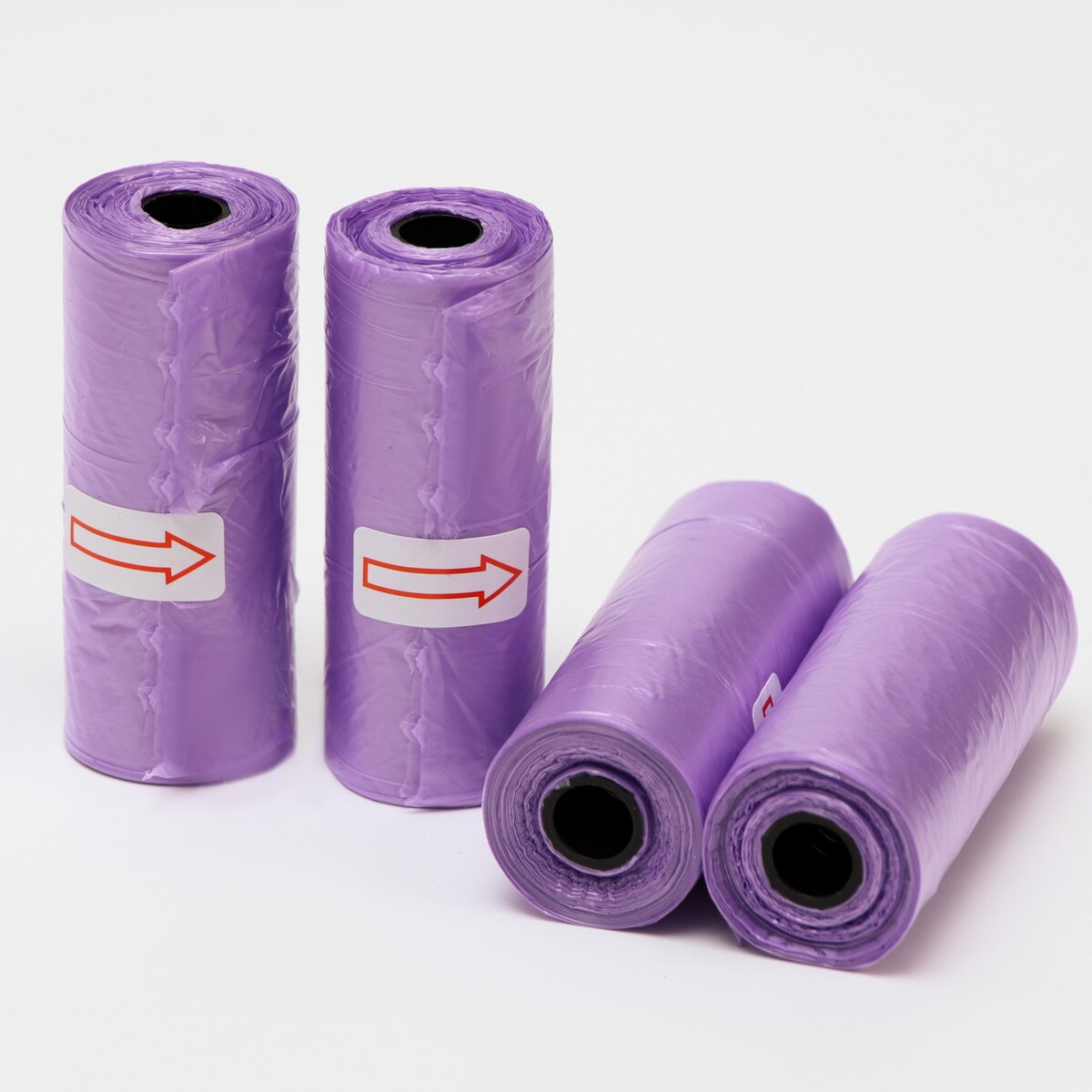 Пакеты для уборки за собаками однотонные (4 рулона по 15 пакетов 29х21 см), фиолетовые пакеты для уборки за собаками