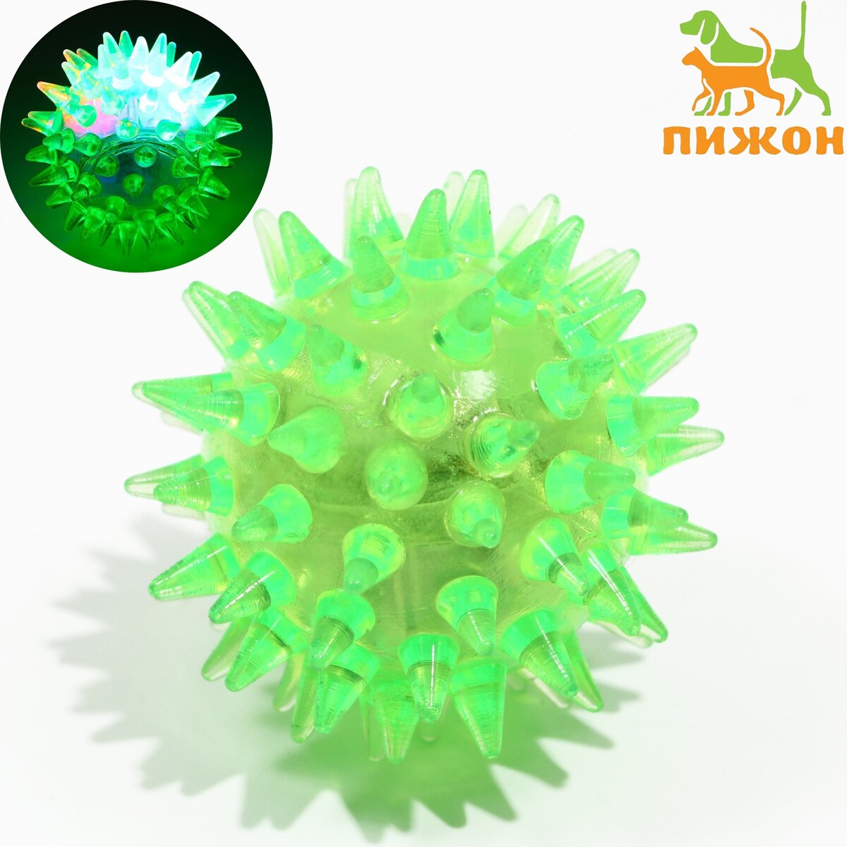 Мяч светящийся мини для кошек, tpr, 3,5 см, зеленый