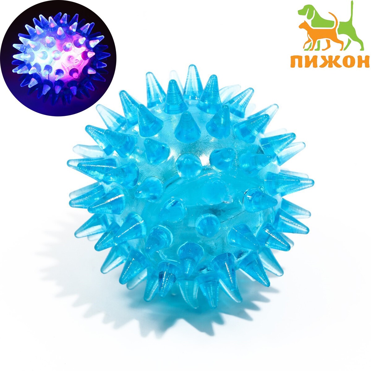 Мяч светящийся мини для кошек, tpr, 3,5 см, голубой мяч светящийся для животных малый tpr 4 5 см голубой
