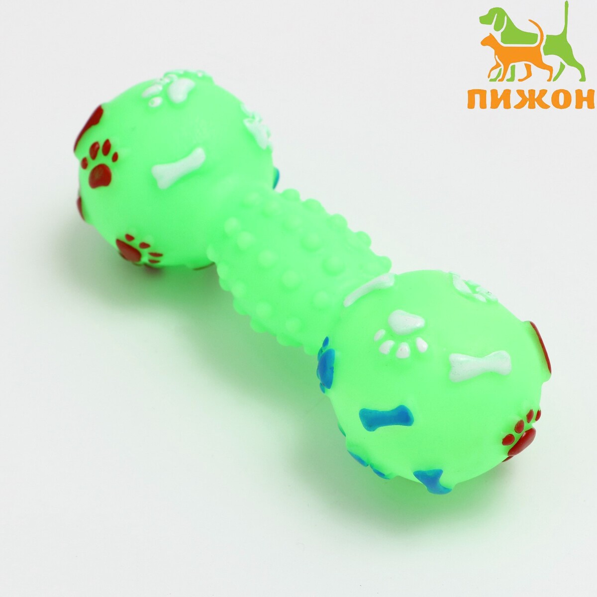 Игрушка пищащая игрушка гантель шипастая 14 5 см зеленая