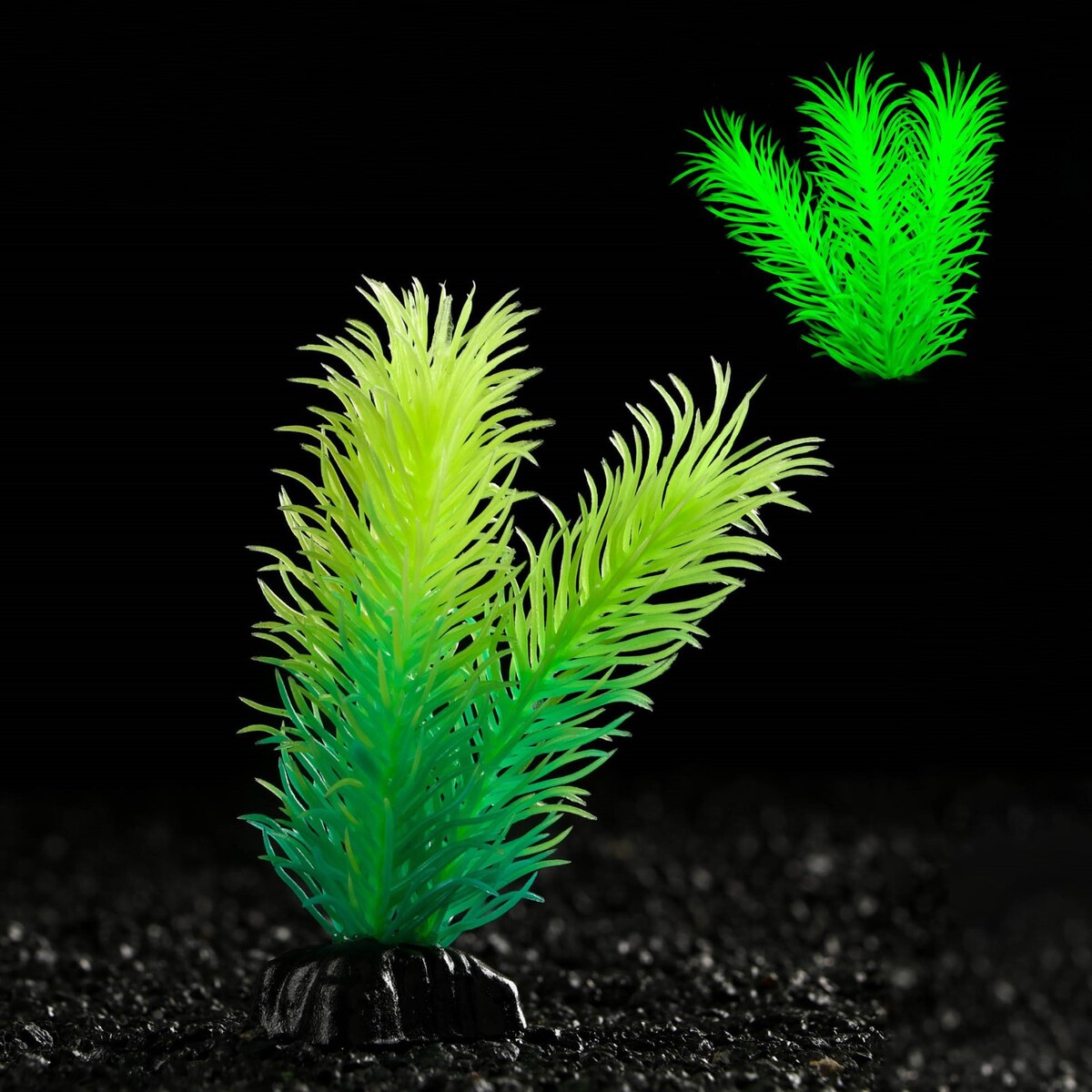 Растение искусственное аквариумное, светящееся, 8 см, зелёное Пижон Аква, цвет зеленый