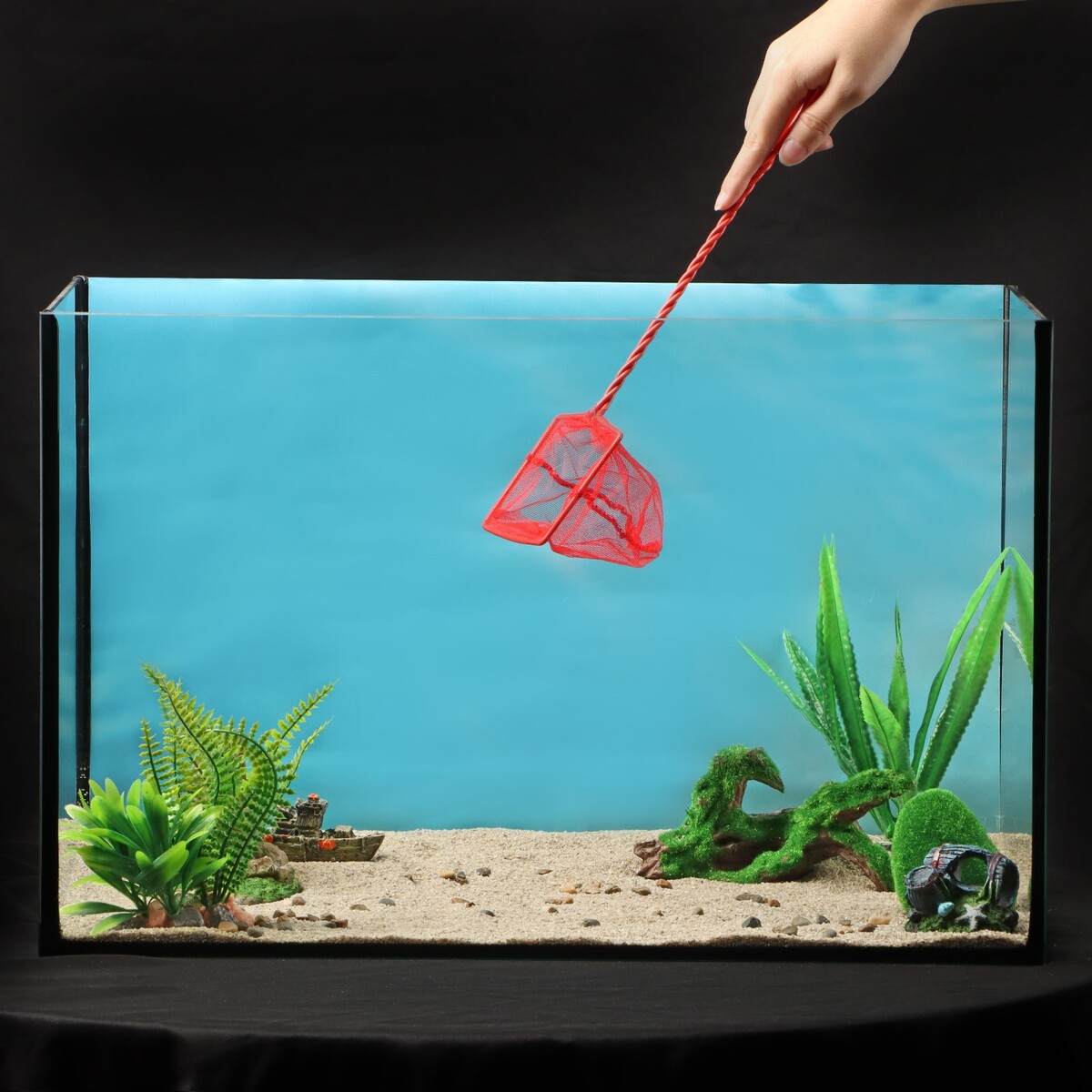 Сачок аквариумный 10 см, красный шланг аквариумный силиконовый
