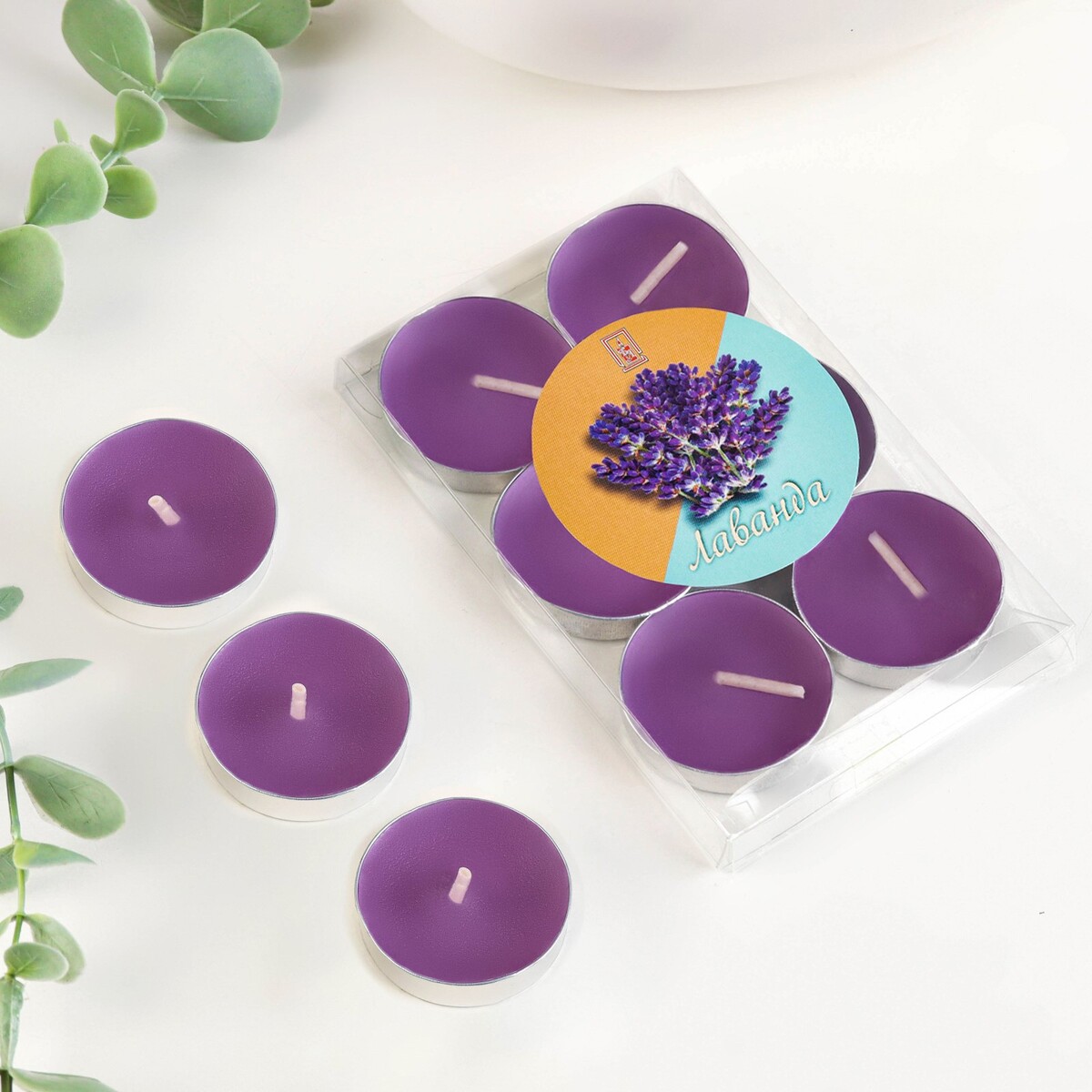 Набор свечей чайных ароматических, 6 шт, лаванда краситель на основе соевого воска для свечей 5 г фиолетовый