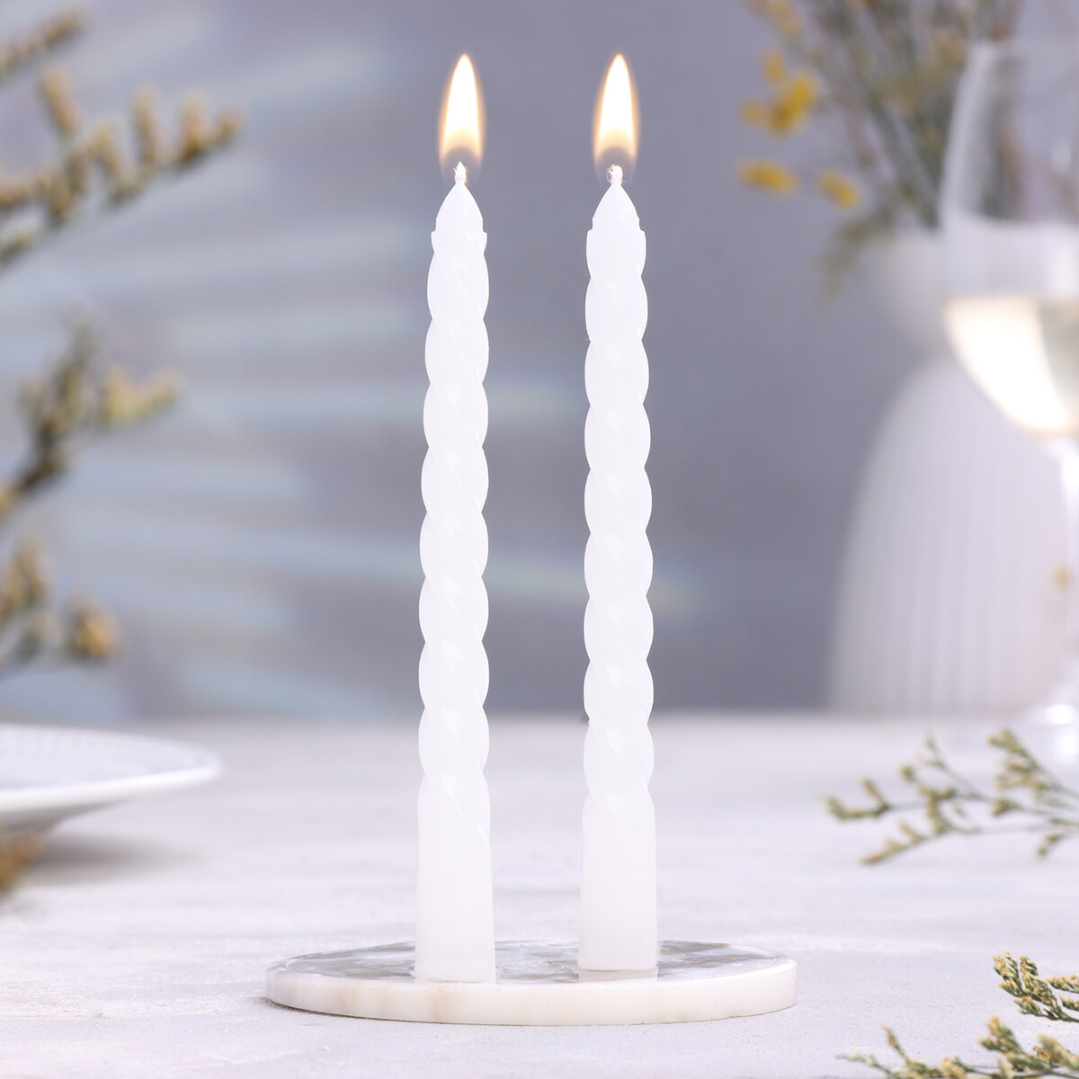Набор свечей витых, 1,5х15 см, 2 штуки, аромат жасмин erichkrause decor украшение принцесса жасмин 11 см