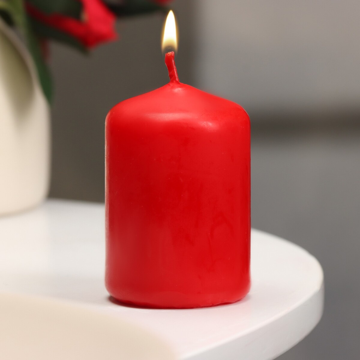 Свеча - цилиндр, 4х6 см, 9 ч, красный свеча цилиндр парафиновая лакированная красный металлик 5 6×12 см