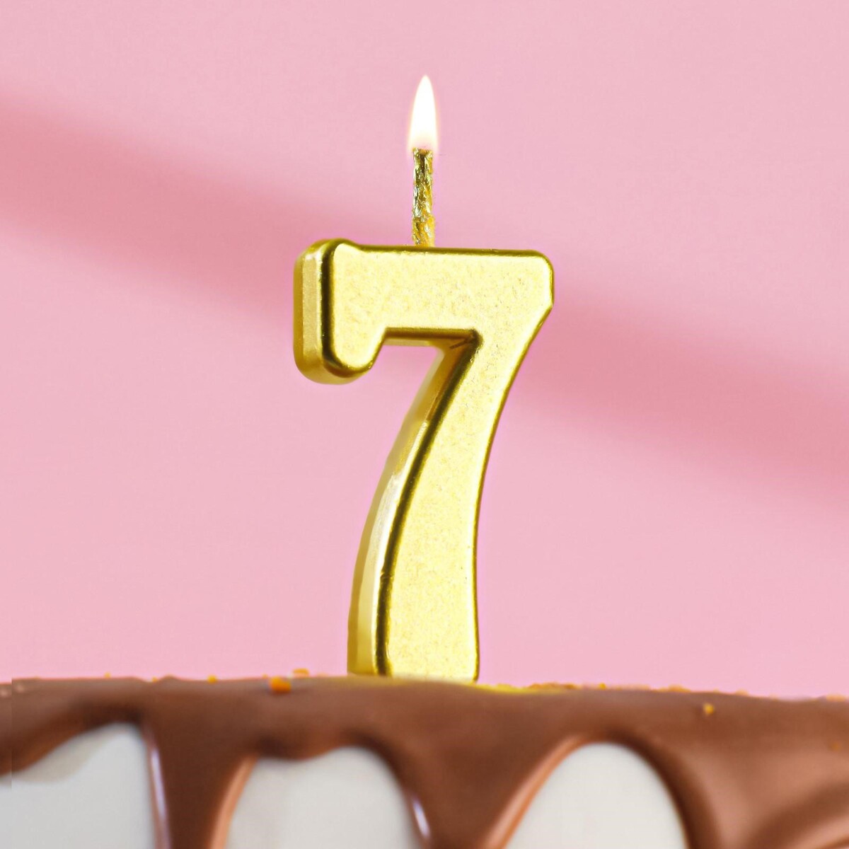 Свеча в торт на шпажке, цифра 7, золотой, 4.5х2.5 см свеча праздничная день рождения цифра 6 miland золотой стиль 5 см