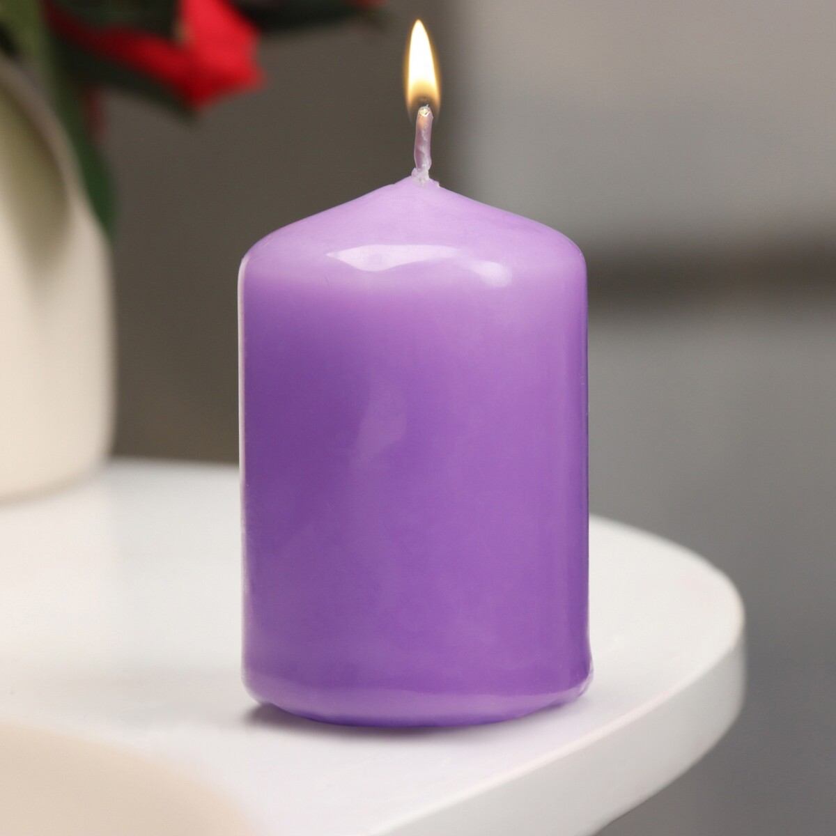 Свеча - цилиндр, 4×6 см, 9 ч, лаванда свеча в стакане лаванда 5 х 6 см