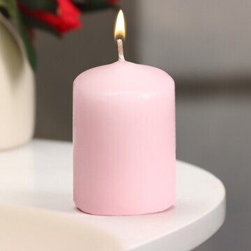Свеча - цилиндр, 4×6 см, 9 ч, светло-роз