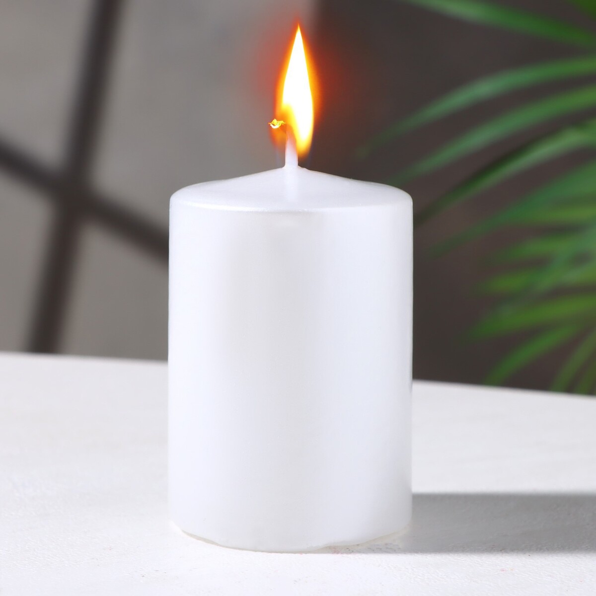 Свеча - цилиндр парафиновая, белый перламутр, 4×6 см лампа светодиодная e14 7 вт 55 вт свеча на ветру 3000 к свет теплый белый tdm electric народная