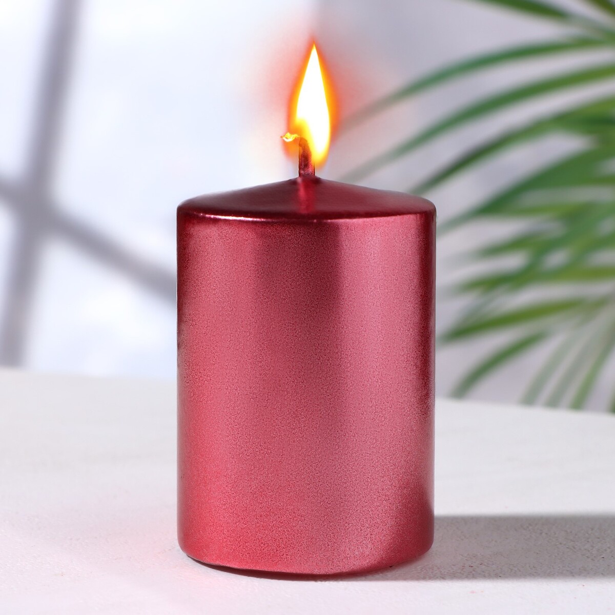 Свеча - цилиндр парафиновая, красный металлик, 4×6 см свеча цилиндр с гранями 5х10 см пальмовый воск винная металлик 6 ч