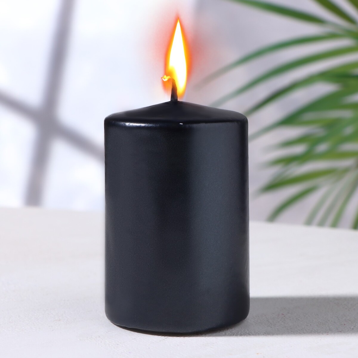 Свеча - цилиндр парафиновая, черный металлик, 4×6 см свеча декоративная цифра 5 металлик