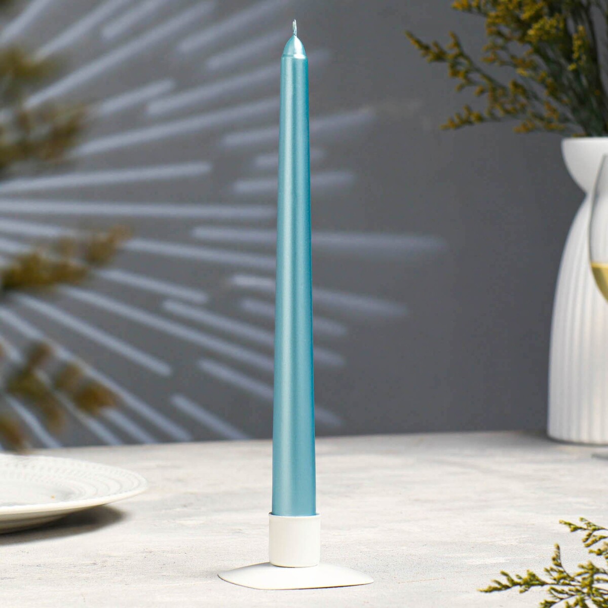 Свеча античная, 2,3х 25 см, лакированная , тиффани металлик свеча цилиндр с гранями 5х10см пальмовый воск тиффани металлик 6 ч