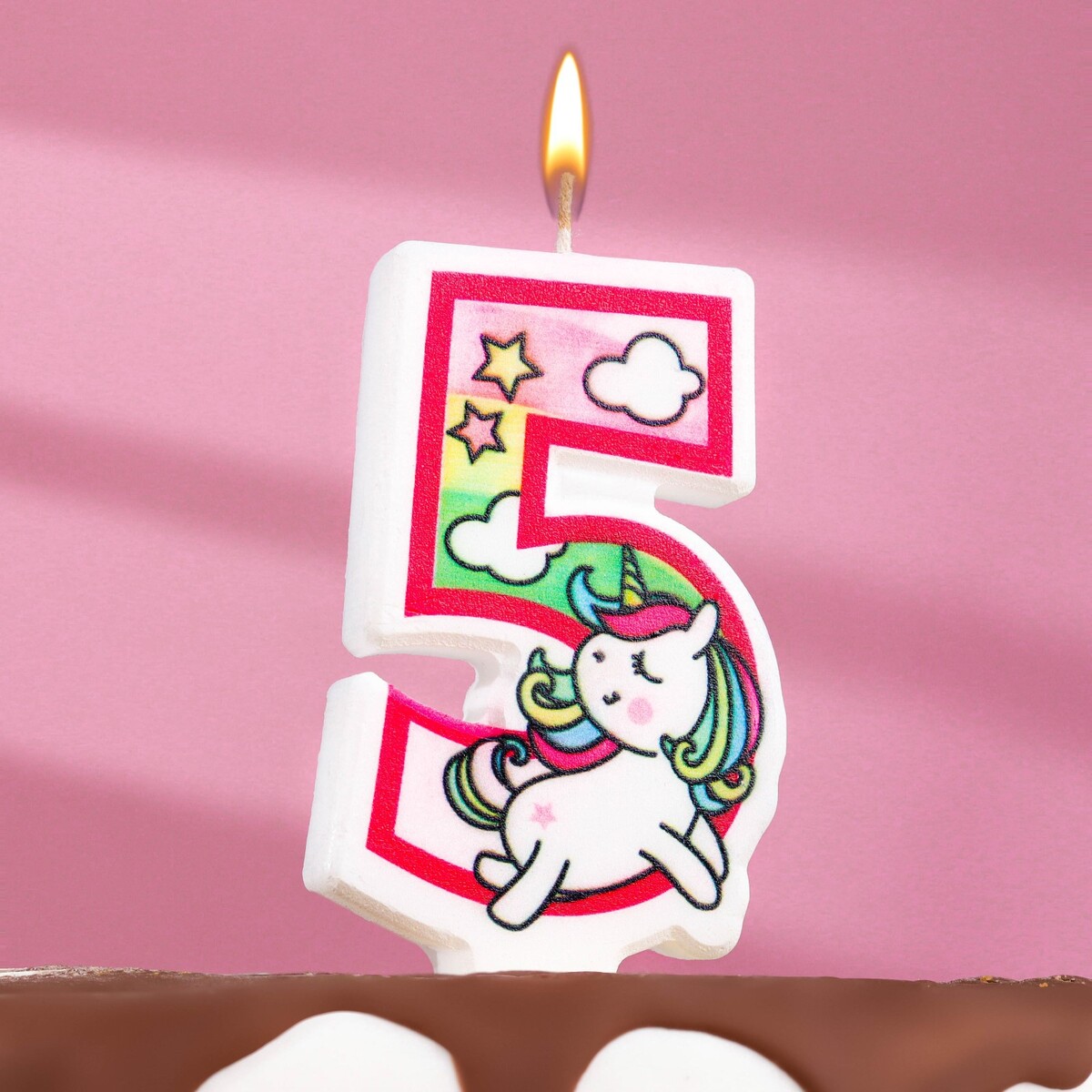 Свеча в торт свеча в торт единорог с шариком цифра 5 розовый 6 5 см