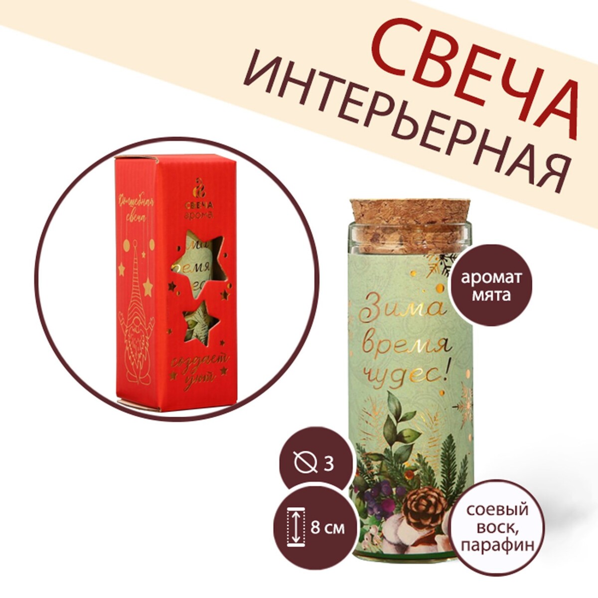 

Новогодняя свеча в колбе