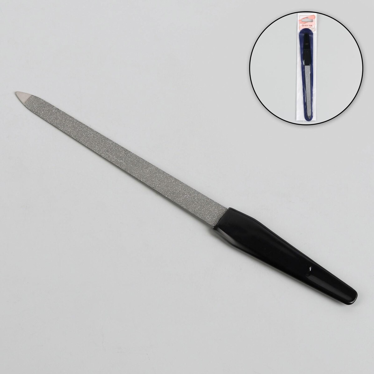 Пилка металлическая для ногтей, 17 см, в чехле, цвет серебристый/черный пилка металлическая для ногтей перфорированная 15 см