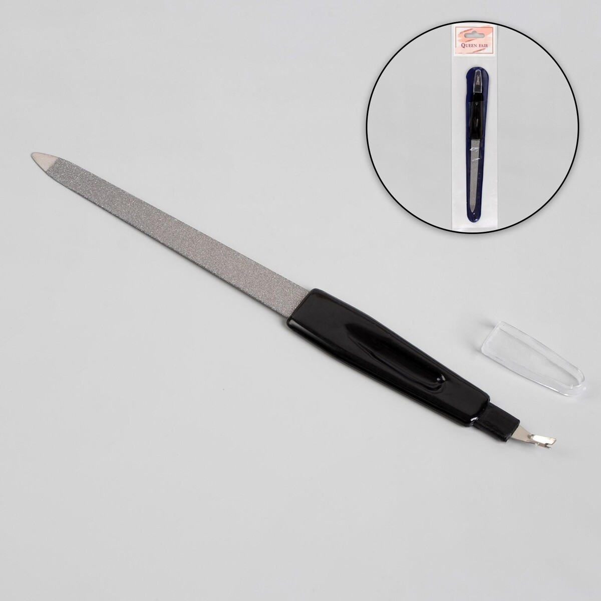 Пилка-триммер металлическая для ногтей, 17 см, с защитным колпачком, в чехле, цвет черный триммер panasonic er1420s520