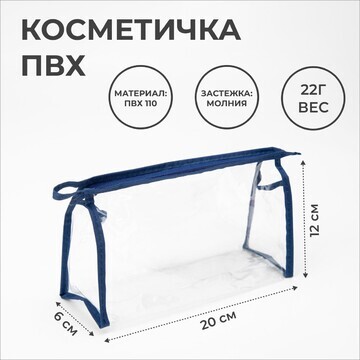 Косметичка на молнии, цвет синий