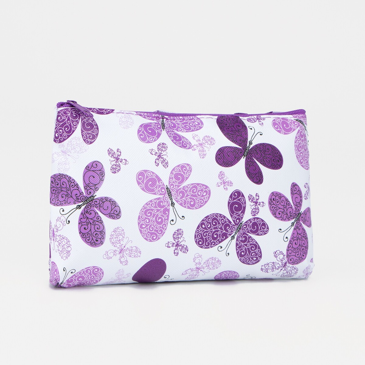 Косметичка на молнии, цвет белый/фиолетовый сумка молодежная на молнии фиолетовый