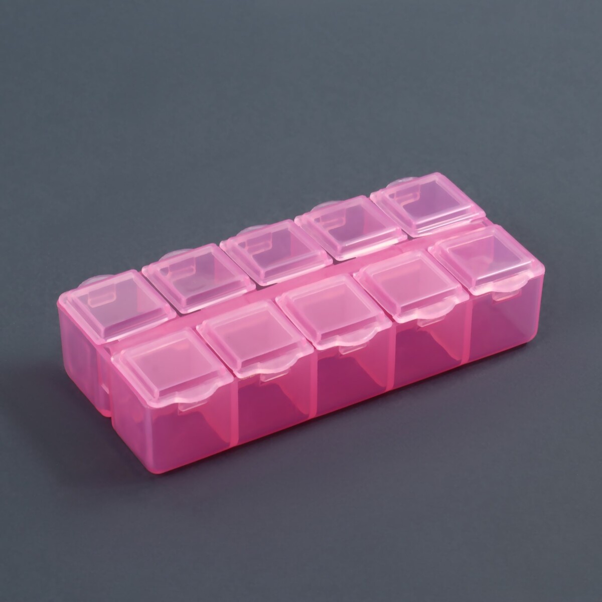 фото Органайзер для декора, 10 ячеек, 8,7 × 4,3 × 2 см, цвет розовый queen fair