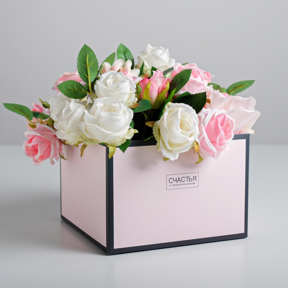 Коробка подарочная для цветов с pvc крышкой, упаковка, коробка стеллажная с магнитной крышкой 38 х 35 см le songe