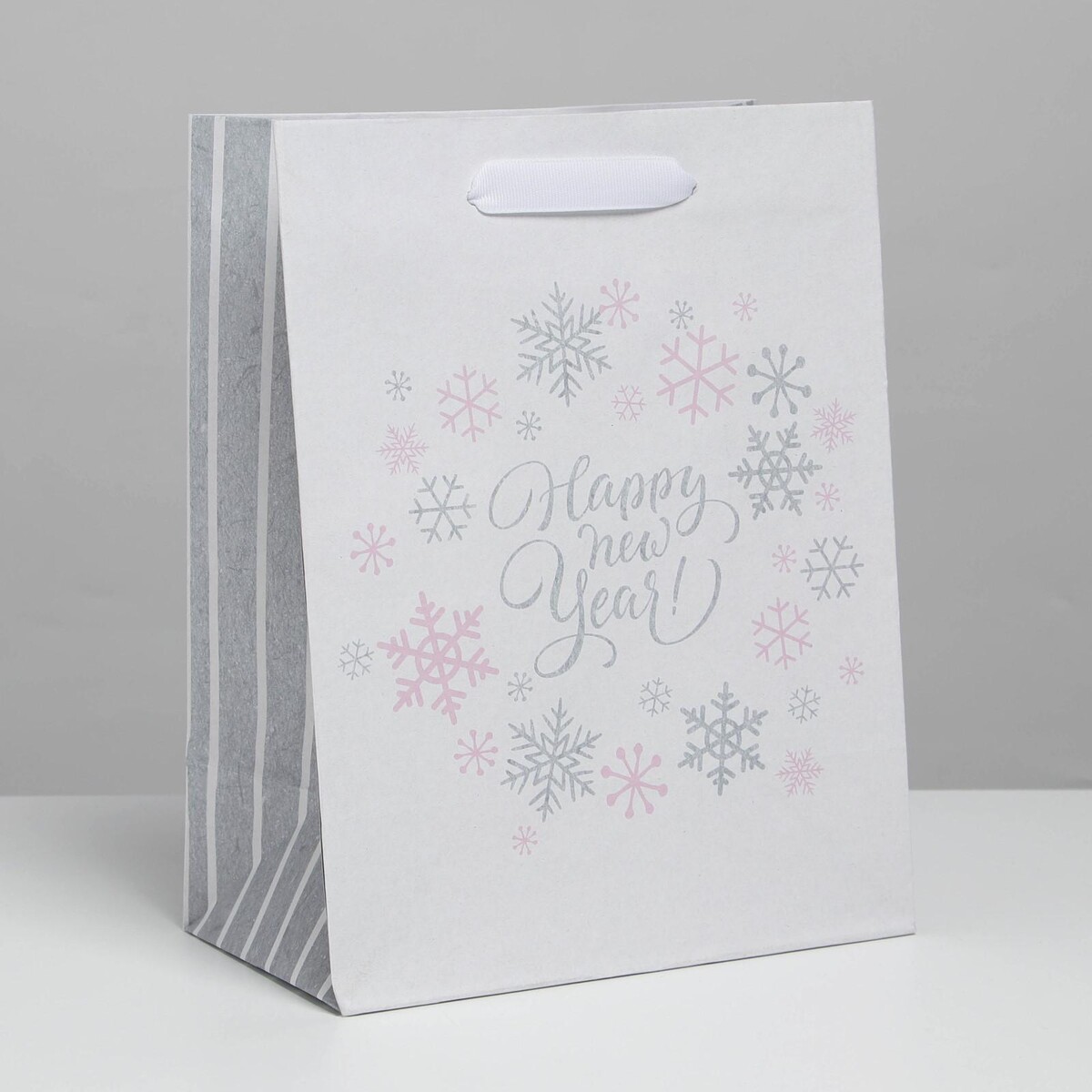 Пакет крафтовый вертикальный пакет подарочный крафтовый happy new year 32 × 28 × 15 см