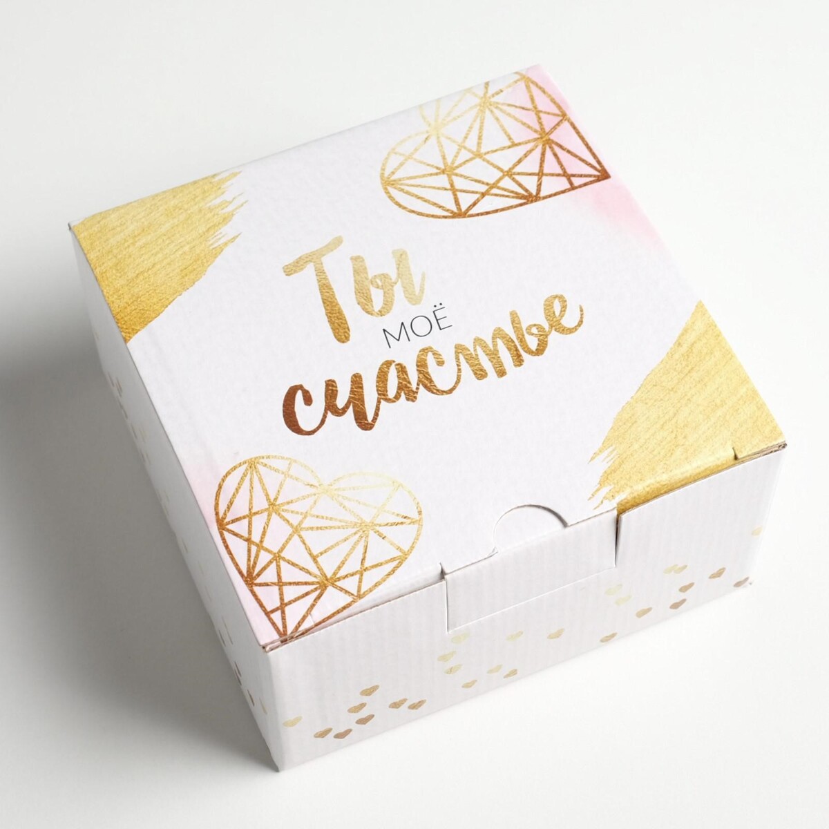 

Коробка‒пенал, Розовый;золотистый;белый