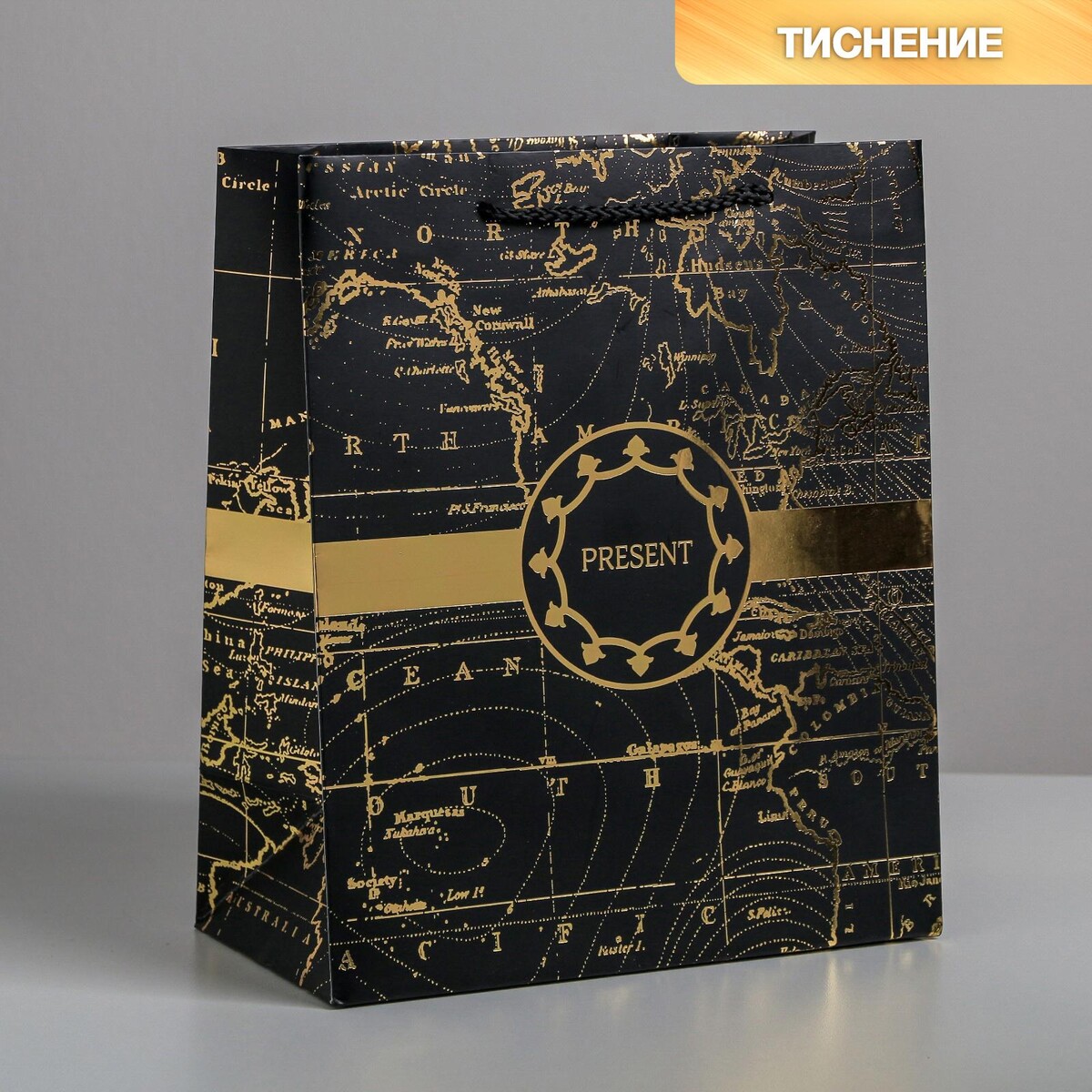 Пакет ламинированный вертикальный gold present, ml 23 × 27 × 11,5 см