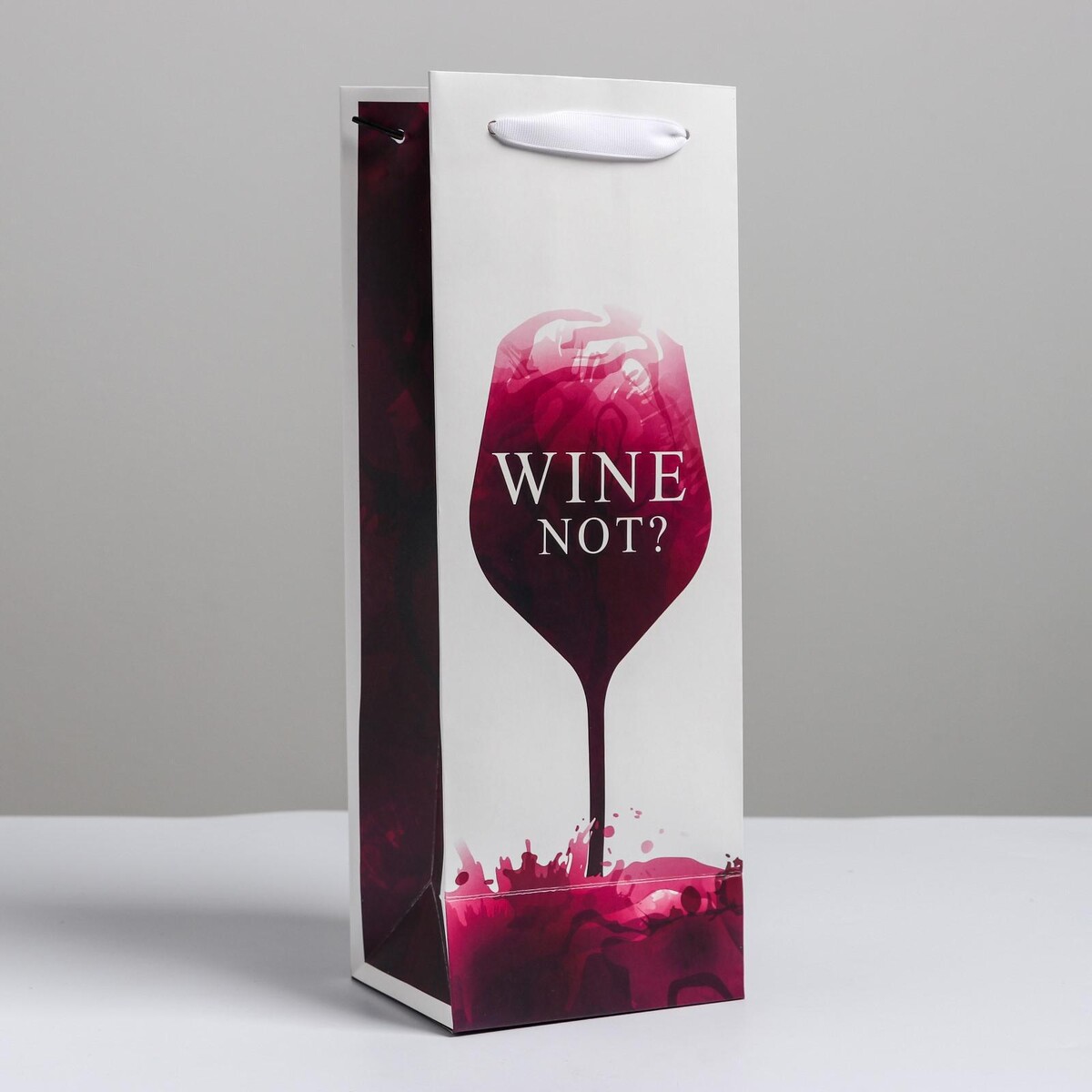 Пакет подарочный ламинированный под бутылку, упаковка, wine not, 13 x 35 x 10 см бокал для вина wine 360 мл розовый