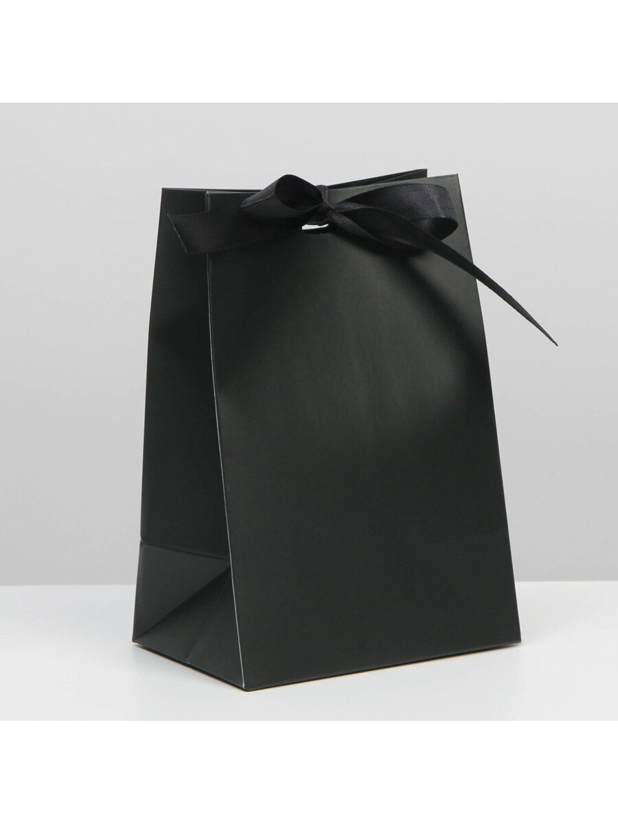 

Пакет подарочный с лентой, упаковка,, Черный